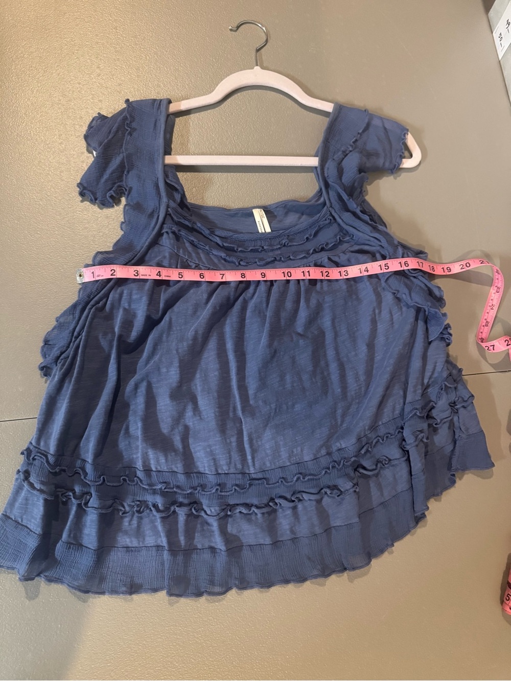 Anthropologie Blue Ruffled Scoop-Neck Camisole - Picture 5 of 6